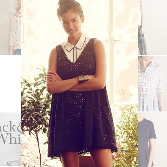 🐣EASTER ALERT!! ANTHROPOLOGIE: Blk/Wht Pipe-lined Blouse - Picture 2 of 4